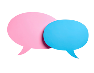 Two speech bubbles, pink and blue, overlap slightly (1)
