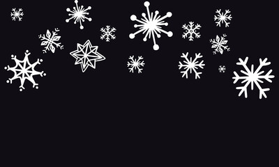 Snowflake,  and fireworks border, Christmas decoration background. Festive Lights  and Snowflake Decor, Winter season, Happy New Year , vector illustration. EPS 10