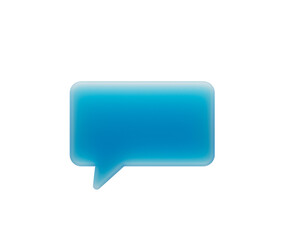 Vibrant blue chat bubble icon representing digital communication and messages. 3d illustration