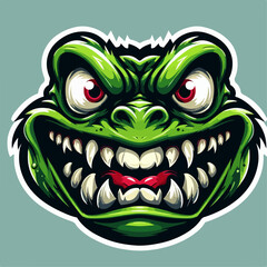Obraz premium Illustration of a scary green frog cartoon