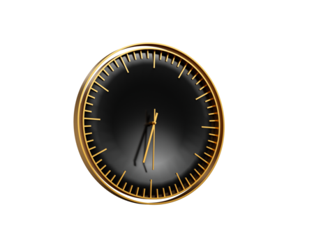 Modern Sleek Golden And Black Wall Clock 06 30 Six Thirty 6 30 For Modern Interior 3D Illustration
