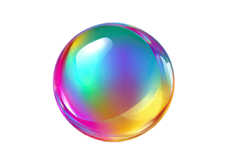 Iridescent sphere reflects colorful light