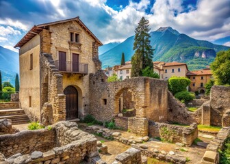 Etruscan architecture ruins in Meran Italy