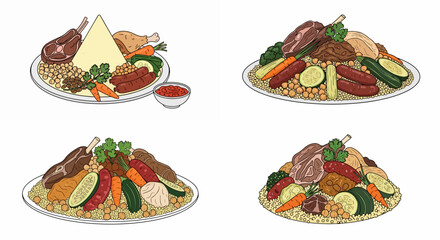Middle Eastern feast platter with meat and vegetables