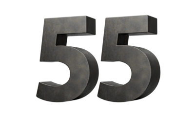 Number Fifty five 55 Digit Made Of Gray Smooth Cast Iron 3d Illustration