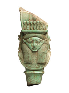 Ancient Egyptian Hathor Emblem Green Faience Sistrum Fragment Late Period Artifact