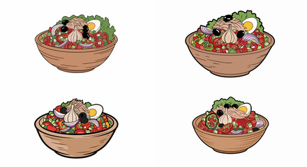 Tuna salad bowls with lettuce and vegetables