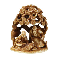 Intricate Japanese Netsuke Carving 19th Century Folk Art Edo Period Collectible