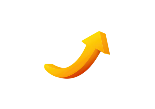 Curved yellow arrow pointing upwards on a black background - Powered by Adobe