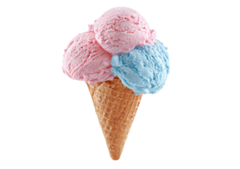 Ice cream cone with pink and blue scoops on black (1)