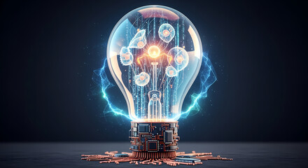 Digital Light Bulb: AI, Innovation & Technology Concept