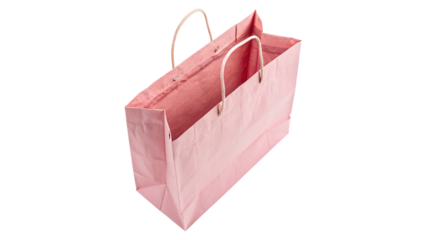 Pink shopping bag used for carrying goods, ideal for gifts or personal shopping trips in urban areas, crafted from durable material  on a transparent background