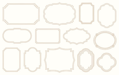 Elegant Vintage Label Set Vector &ndash; Ornate Gold and Beige Frames, Classic Decorative Borders, Blank Tags for Handmade Products, Rustic Packaging, and Retro Branding Design