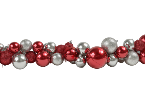 Red and silver Christmas ornaments on black