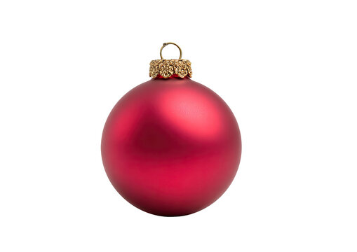 Red, matte Christmas ornament on solid black backdrop