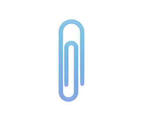 Vibrant blue and purple gradient paper clip, a classic office supply icon. 3d illustration