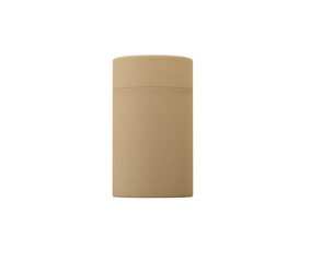 Blank brown kraft paper cylinder container with lid. Eco-friendly packaging. 3d illustration