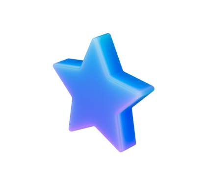 Abstract blue and purple gradient 3D star. Perfect for ratings, reviews. 3d illustration
