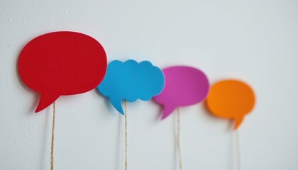 Colorful Speech Bubbles Hanging on Wall for Creative Communication and Expression in Modern Design