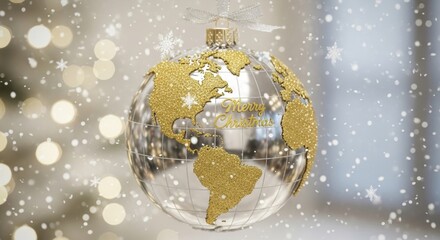 Merry Christmas Global Celebration Bauble, Holiday, Globe, World