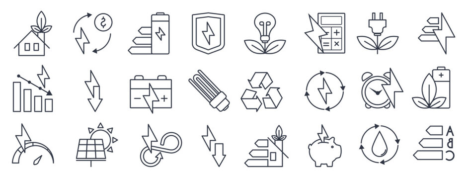 energy saving and energy efficiency icon set calculator - Powered by Adobe