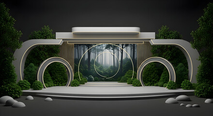 3d stage design with forest landscape concept 95100029 1