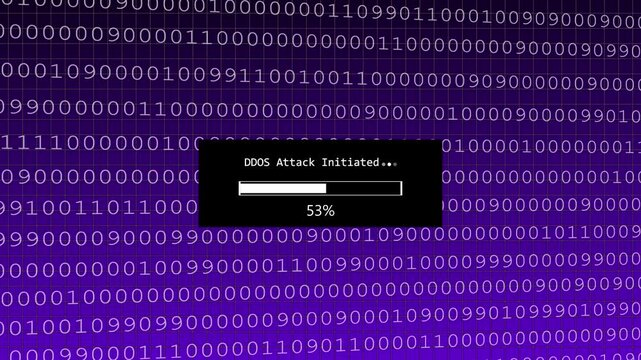D Do S Attack Initiated Progress Bar on White Code Background ddos. - Powered by Adobe