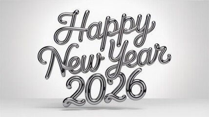 Happy New Year 2026 chrome typography celebration congratulations