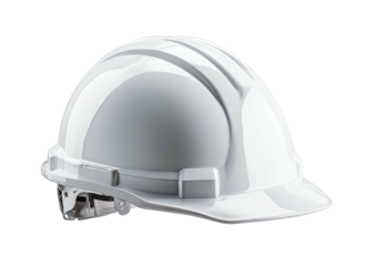 Glossy white hard hat sits at an angle