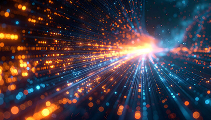 Digital Data Flow: A captivating visual narrative of digital data streams, represented by a dynamic network of interconnected lines and particles.