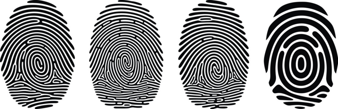 Unique fingerprint patterns, identifying individuality and forensic science concepts