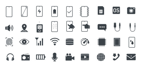 Mobile phone specs icons. Vector illustration