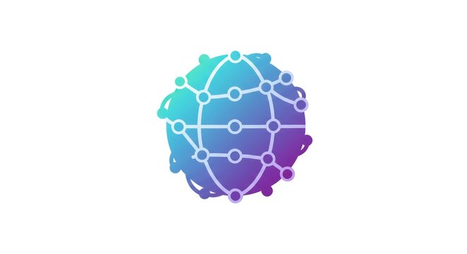 Abstract Globe with Network Connections in Blue and Purple.