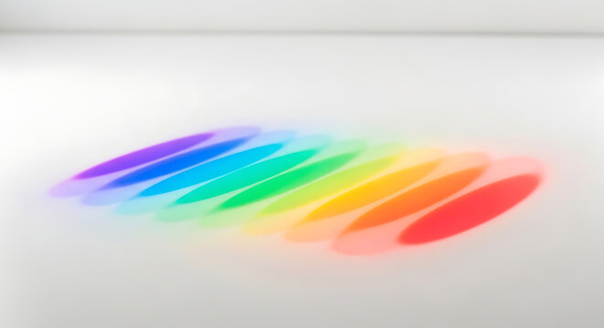 Rainbow colored ovals abstract illustration. Vibrant color palette graphic design on a white background