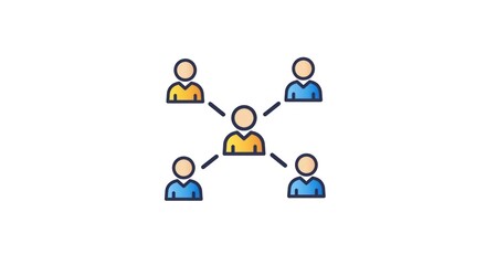 Fototapeta premium Network Connection - Central Figure Linked to Multiple Individuals.