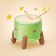 3D render of a blue percussion musical instrument played by a man with a stick on a white background