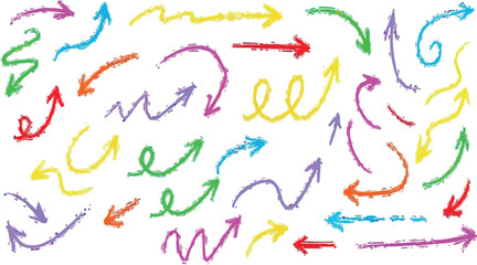 Colorful Hand-Drawn Arrows on White Background | Directional Signs and Design Elements for Presentations, Infographics and Creative Projects