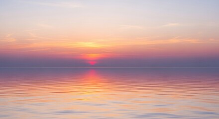 Naklejka premium Serene Ocean Sunset Reflection, Sea, Water, Sky