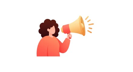 Illustration of a woman using a megaphone to amplify her voice.