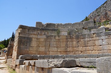 The semicircular platform (exedra) of the bronze statues of the kings of Argos, in the ancient Oracle of Delphi, Greece