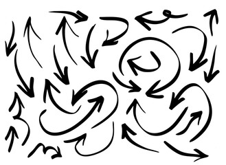 Arrow grunge vector set. Arrow sketch Hand drawn illustration collection.