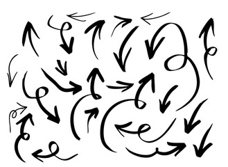 Arrow grunge vector set. Arrow sketch Hand drawn illustration collection.