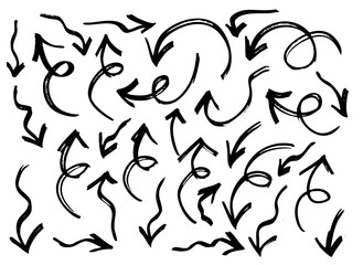 Arrow grunge vector set. Arrow sketch Hand drawn illustration collection.