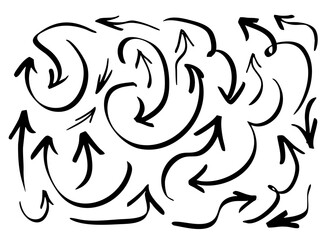 Arrow grunge vector set. Arrow sketch Hand drawn illustration collection.