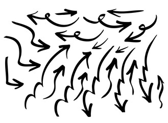 Arrow grunge vector set. Arrow sketch Hand drawn illustration collection.