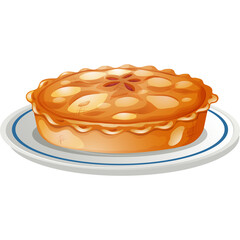 Golden Brown Apple Pie With Intricate Lattice Top Served on a Blue Rimmed White Plate
