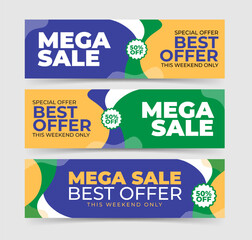 Flat design sale horizontal banners set