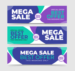 Flat design sale horizontal banners set