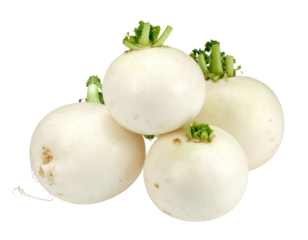 White radishes piled together on black