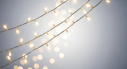 Enchanting warm glowing string lights with a soft bokeh effect, creating a festive and magical background illumination for celebrations and joyful moments